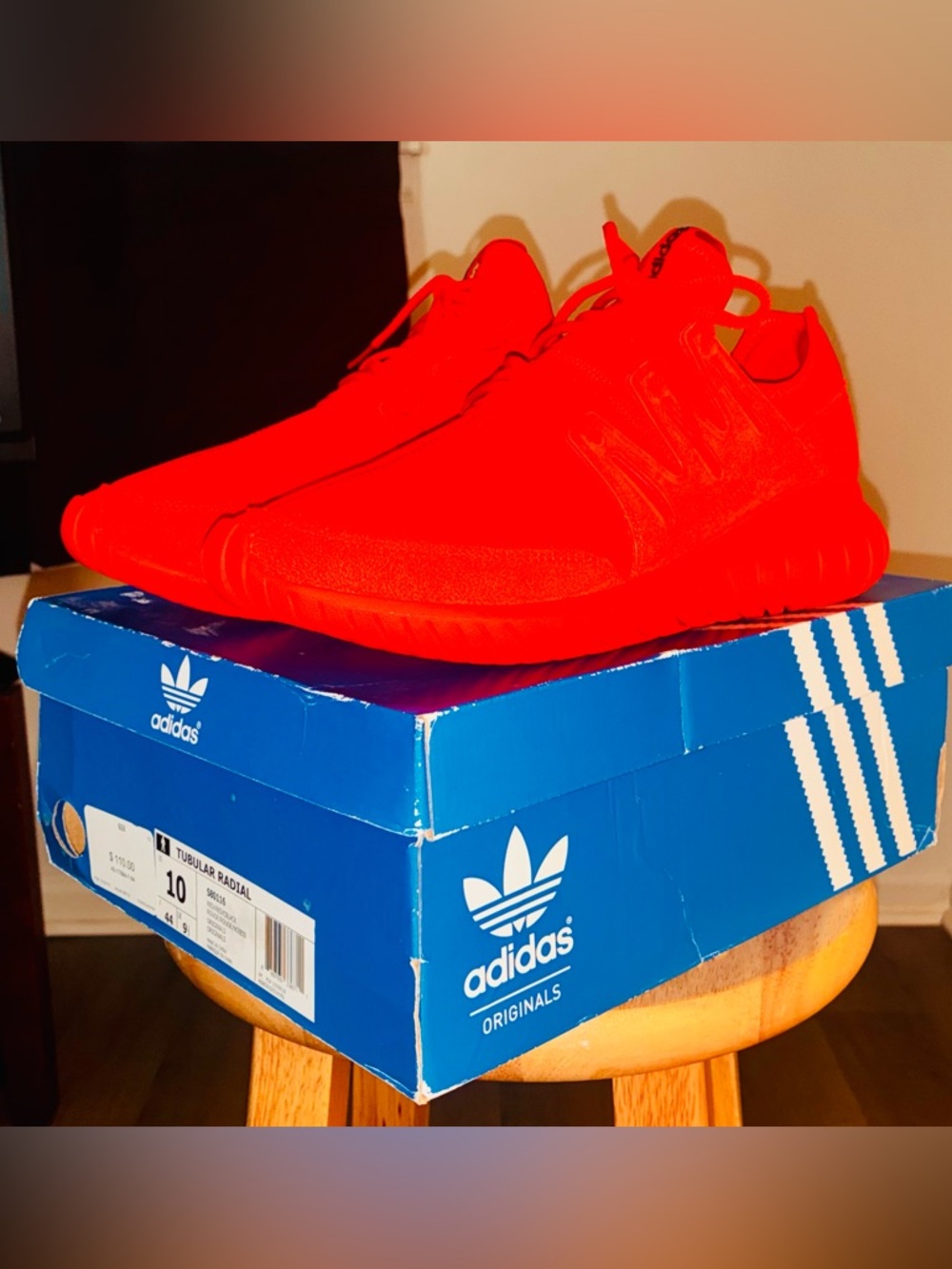 Adidas Bright Red Tubular Radial Sneakers